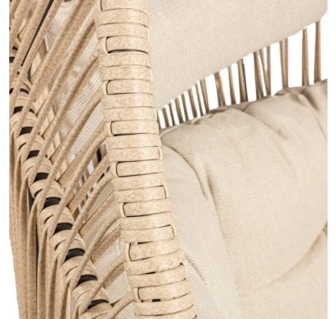 Fotel HOLAND Ogrodowy z Poduszką Rattanowy Stalowy 142 cm BEŻOWY-10