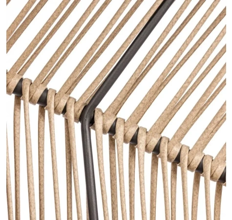 Fotel HOLAND Ogrodowy z Poduszką Rattanowy Stalowy 142 cm BEŻOWY-12