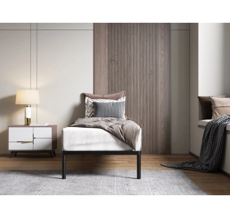 Stelaż Łóżka BED ALU 80x200 Metalowy Drewniane Listwy Nowoczesny CZARNY-2