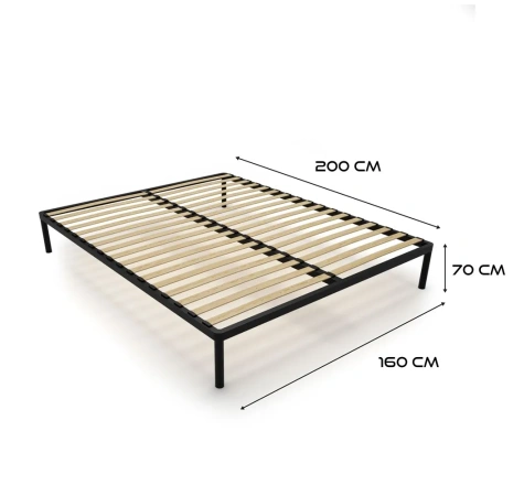 Stelaż Łóżka BED ALU 160x200 Metalowy Drewniane Listwy Nowoczesny CZARNY-5