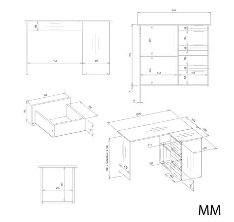 Biurko NICEA PRAWE ARTISAN BIEL-6