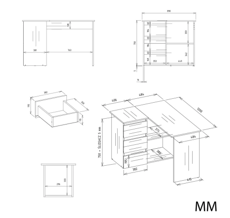 Biurko NICEA LEWE BIAŁY-5
