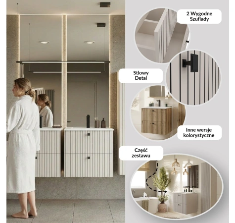 SZAFKA POD UMYWALKĘ TIGO 60 2S KASZMIR 2 SZUFLADY RYFLOWANY FRONT WISZĄCA-9