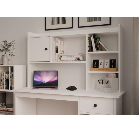 Nadstawka do Biurka 120 cm BIAŁA 1 Drzwi Regał Na Książki Dokumenty-2