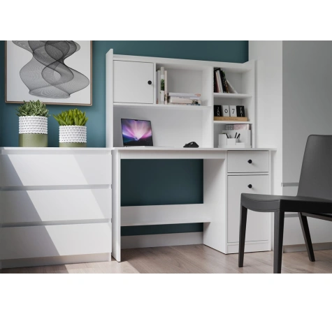 Nadstawka do Biurka 120 cm BIAŁA 1 Drzwi Regał Na Książki Dokumenty-4