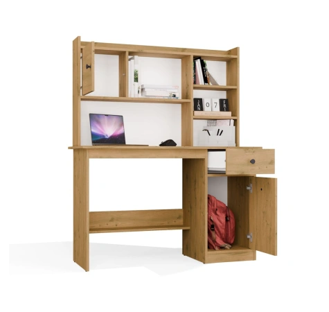 Biurko CHESTER Z NADSTAWKĄ Dąb Artisan 1 Szuflada Szafka Regał Do Pokoju-5