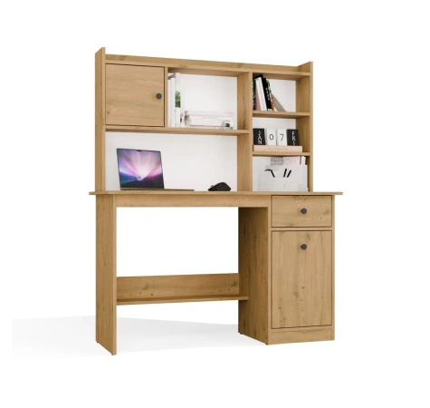 Biurko CHESTER Z NADSTAWKĄ Dąb Artisan 1 Szuflada Szafka Regał Do Pokoju-8