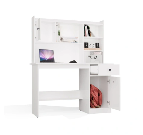 Biurko CHESTER Z NADSTAWKĄ Biały 1 Szuflada Szafka Regał Do Pokoju-5