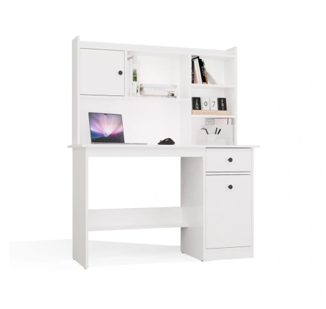 Biurko CHESTER Z NADSTAWKĄ Biały 1 Szuflada Szafka Regał Do Pokoju-8