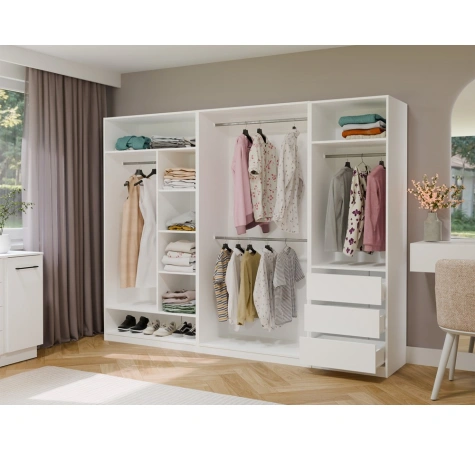 Garderoba Szafa OPENO 1W6P BIAŁA Modułowa Regał z Drążkiem Półki Sypialnia-5