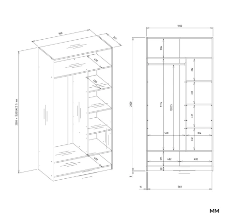 Garderoba Szafa OPENO 1W6P BIAŁA Modułowa Regał z Drążkiem Półki Sypialnia-6