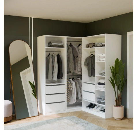 Garderoba Szafa OPENO 2W BIAŁA Modułowa Regał Z 2 Drążkami Do Sypialni-2