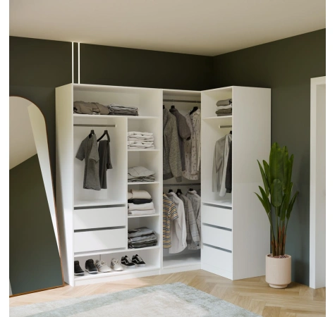 Garderoba Szafa OPENO 2W BIAŁA Modułowa Regał Z 2 Drążkami Do Sypialni-4