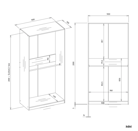Garderoba Szafa OPENO 2W BIAŁA Modułowa Regał Z 2 Drążkami Do Sypialni-6