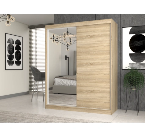 Szafa IGA 160 A/B SONOMA 1 x Lustro Do Sypialni Przedpokoju-2