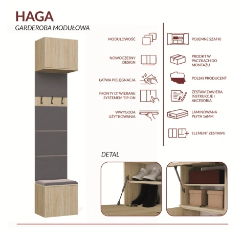 Garderoba Wieszak HAGA 1W DĄB SONOMA-8