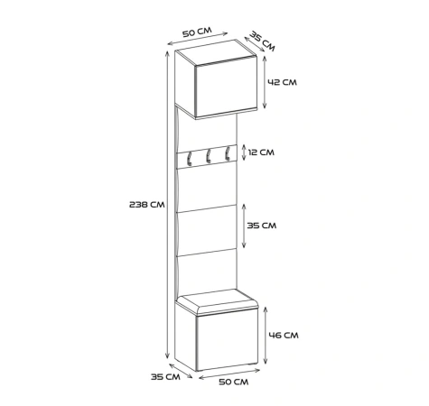 Garderoba Wieszak HAGA 1W DĄB SONOMA-9