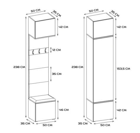 Garderoba HAGA IV/3Sz1W DĄB SONOMA 3x Szafa + Wieszak-9