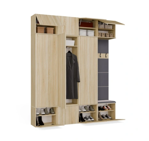 Garderoba HAGA IV/3Sz1W DĄB SONOMA 3x Szafa + Wieszak-11