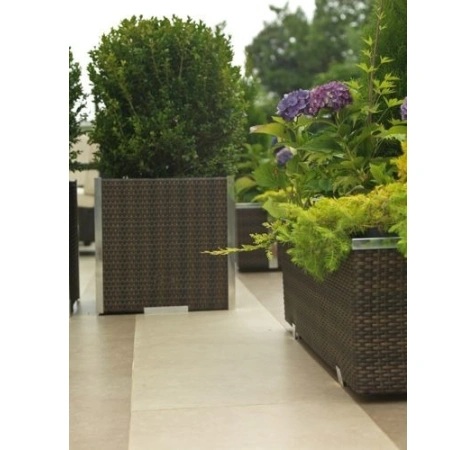 Donica ogrodowa technorattanowa kwadratowa 46x46x46 Ciemny brąz