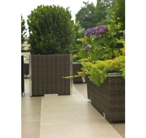 Donica ogrodowa technorattanowa kwadratowa 46x46x46 Stalowy