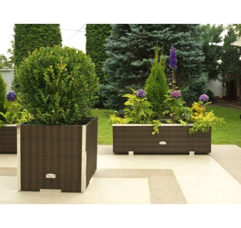 Donica ogrodowa technorattanowa kwadratowa 46x46x46 Zielony