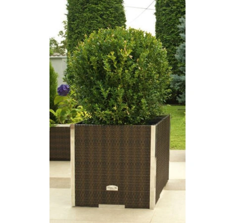 Donica ogrodowa technorattanowa kwadratowa 46x46x46 Miodowy