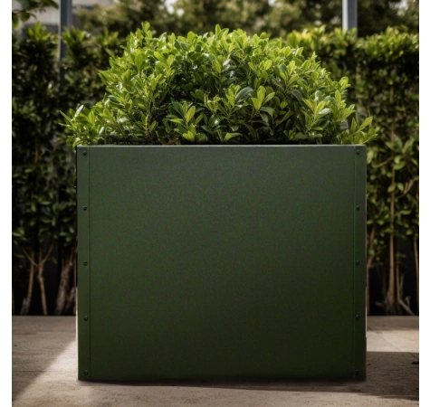 Donica ogrodowa metalowa kwadratowa 100x100x70 RAL6020 zielona