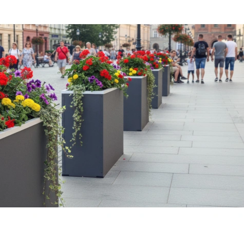 Donica ogrodowa z ramką metalową 98x38x38 RAL 9005 czarny