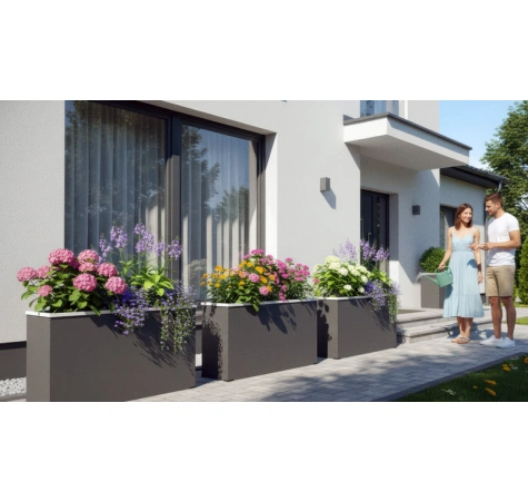 Donica ogrodowa z ramką metalową 98x38x38 RAL 9005 czarny