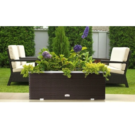 Donica ogrodowa technorattanowa 130x40x45 Czarny