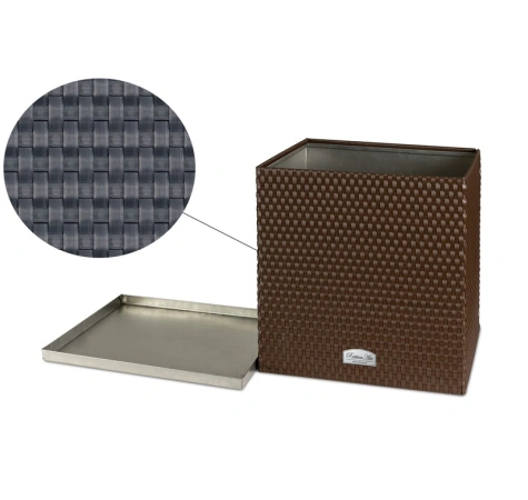 Donica ogrodowa technorattanowa z podstawką 46x46x46 RD03 stalowy