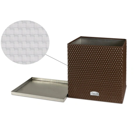 Donica ogrodowa technorattanowa z podstawką 46x46x46 RD07 biały