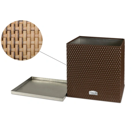 Donica ogrodowa technorattanowa z podstawką 46x46x46 RD08 słomkowy