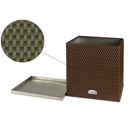 Donica ogrodowa technorattanowa z podstawką 46x46x46 RD12 zielony