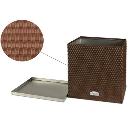 Donica ogrodowa technorattanowa z podstawką 46x46x46 RD13 miodowy