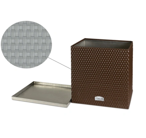 Donica ogrodowa technorattanowa z podstawką 46x46x46 RD17 jasny szary