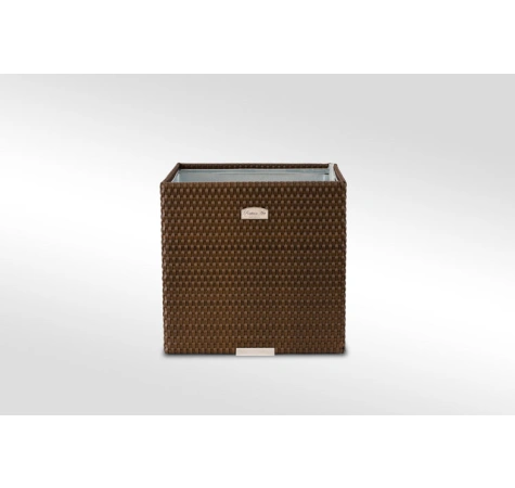 Donica ogrodowa technorattanowa kwadratowa 46x46x46 Orzechowy