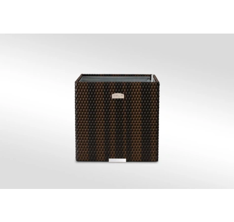 Donica ogrodowa technorattanowa kwadratowa 46x46x46 Mix brąz