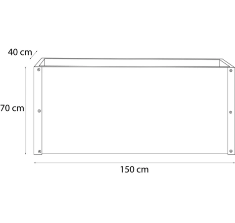 Donica ogrodowa metalowa150x40x70 RAL7016 antracyt