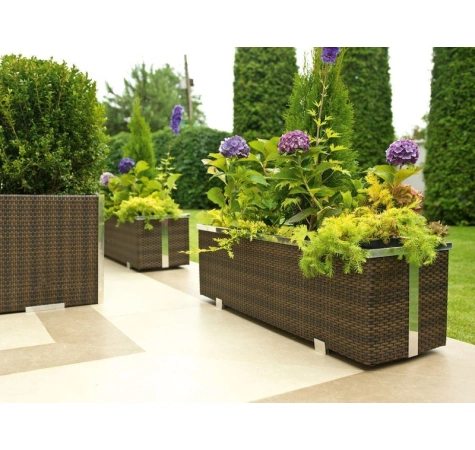 Donica ogrodowa technorattanowa 70x38x40 Czarny