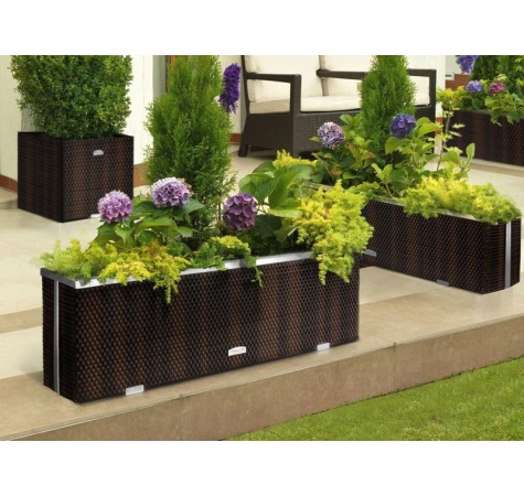 Donica ogrodowa technorattanowa 70x38x40 Zielony