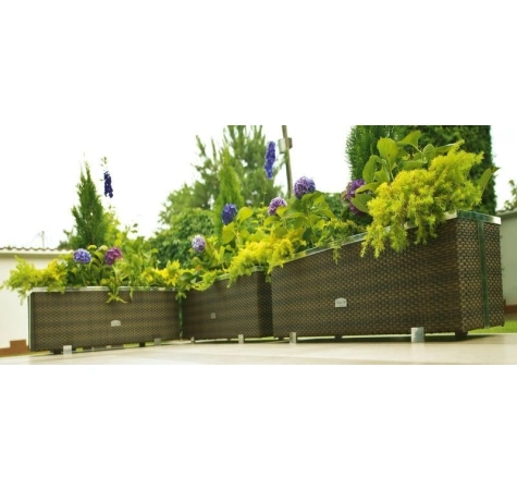 Donica ogrodowa technorattanowa 70x38x40 Jasny szary