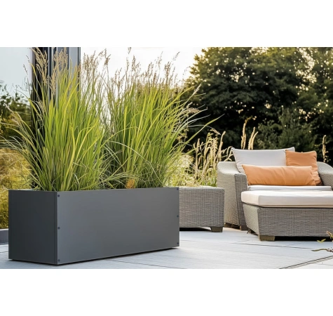 Donica ogrodowa metalowa 180x50x50RAL7016 antracyt