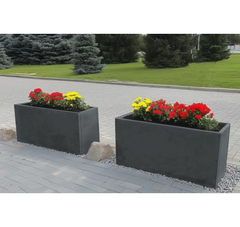 Donica ogrodowa metalowa 180x50x50RAL7016 antracyt