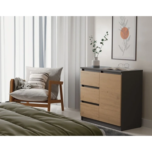 Komoda Malwa 1D3S ANTRACYT DĄB ARTISAN-2