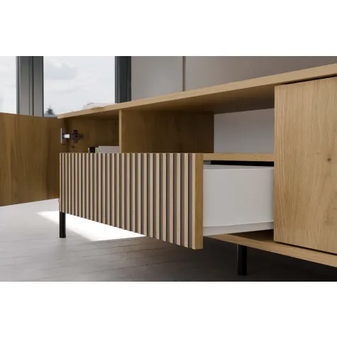 SZAFKA RTV KAMARO 160 DĄB ARTISAN Front ryflowany + Klasyczny-9