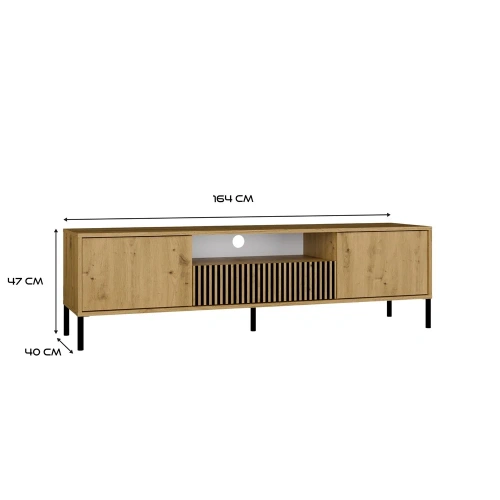 SZAFKA RTV KAMARO 160 DĄB ARTISAN Front ryflowany + Klasyczny-10
