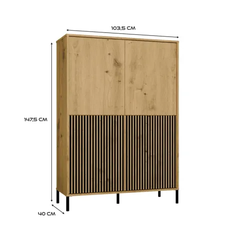 Witryna KAMARO 4DK SLIM/GŁADKI DĄB ARTISAN 4 Drzwi Lamele Front Ryflowany + Klasyczny-6