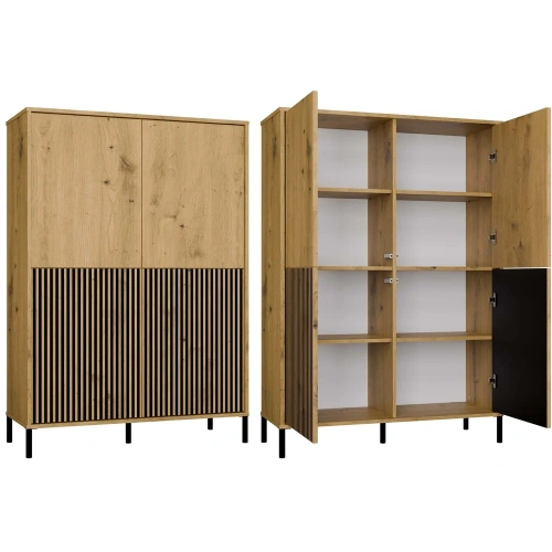Witryna KAMARO 4DK SLIM/GŁADKI DĄB ARTISAN 4 Drzwi Lamele Front Ryflowany + Klasyczny-1